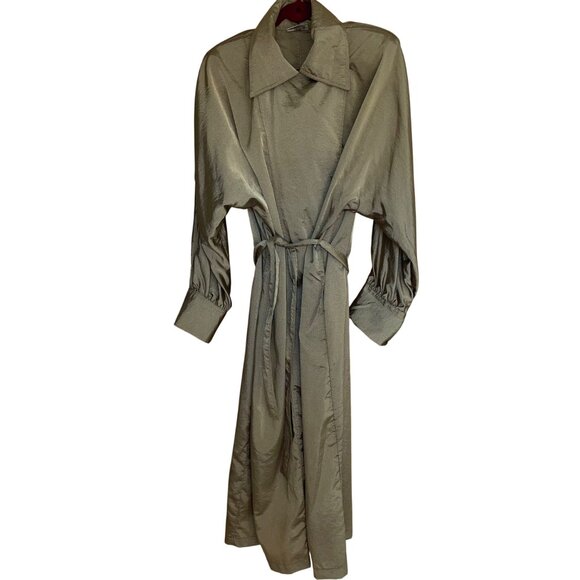 Mycra Pac Designer Wear Womens Trench Rain Coat One Size Gold Belted Pockets - Picture 1 of 16